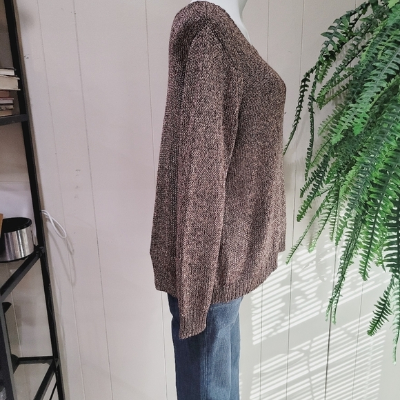 525 AMERICA Weave Brown Gold Tint PullOver SWEATER - Picture 6 of 12